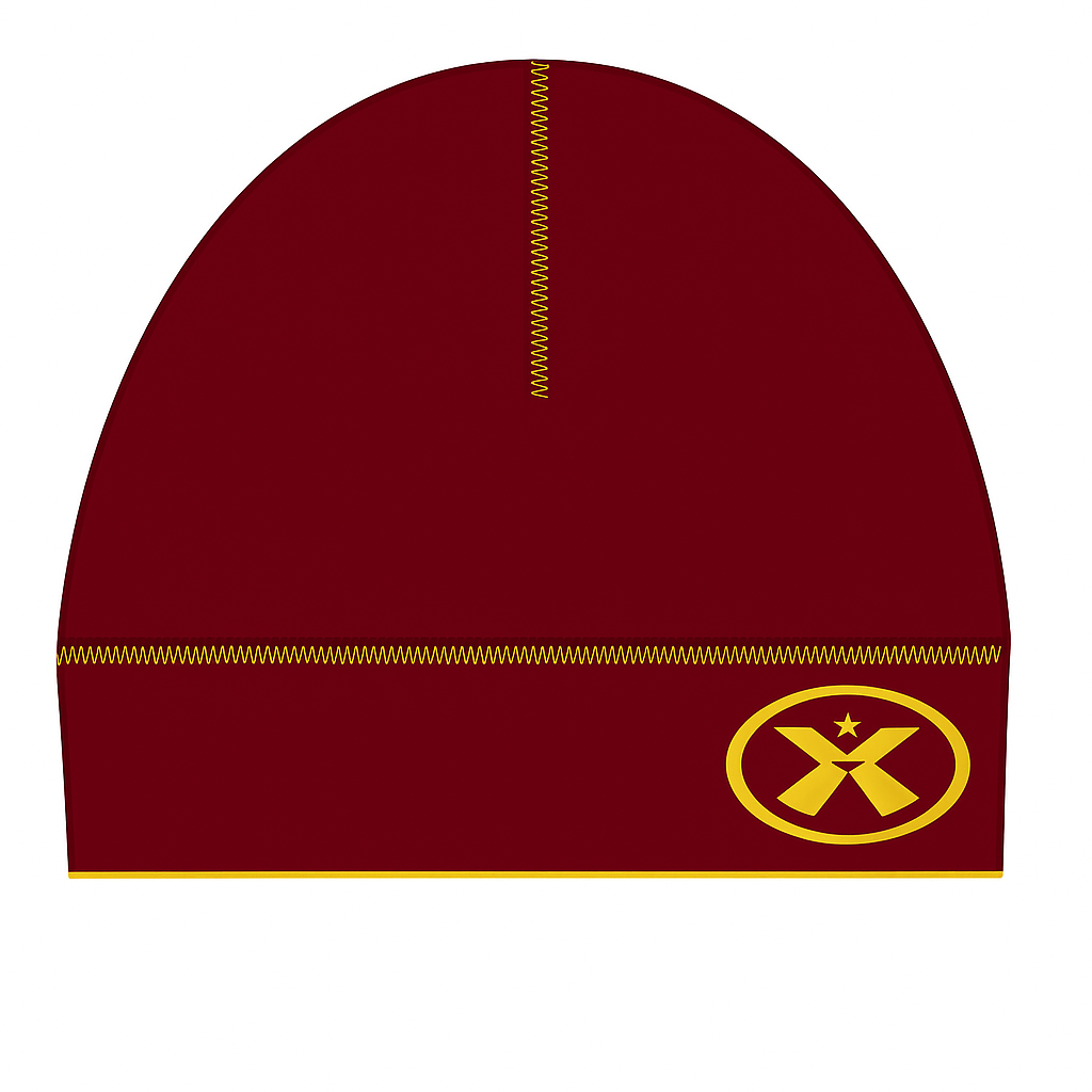  Maroon Beanie with Gold Stitch & Gold Logo